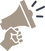 Icon of a hand holding a blowhorn to contact Alliance International Registrar for a quote.